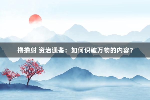 撸撸射 资治通鉴:如何识破万物的内容?