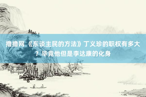 撸撸网 《东谈主民的方法》丁义珍的职权有多大？毕竟他但是李达康的化身