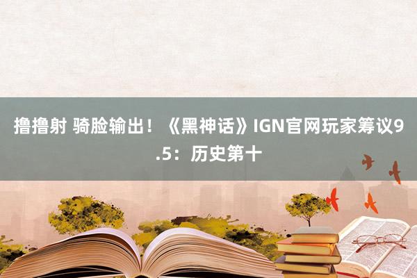 撸撸射 骑脸输出!《黑神话》IGN官网玩家筹议9.5:历史第十