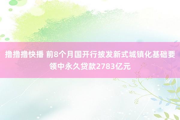撸撸撸快播 前8个月国开行披发新式城镇化基础要领中永久贷款2783亿元