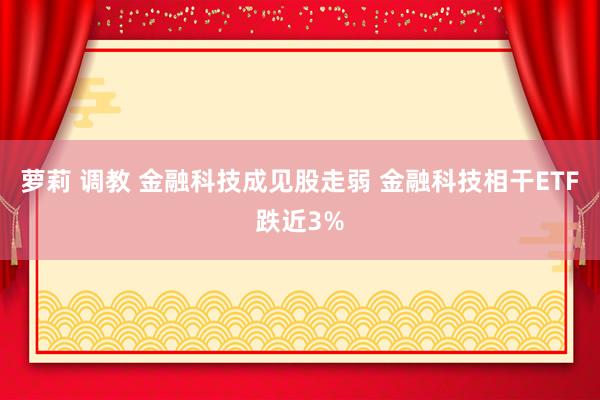 萝莉 调教 金融科技成见股走弱 金融科技相干ETF跌近3%
