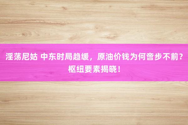 淫荡尼姑 中东时局趋缓，原油价钱为何啻步不前？枢纽要素揭晓！