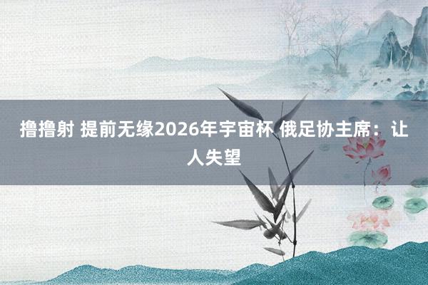 撸撸射 提前无缘2026年宇宙杯 俄足协主席：让人失望