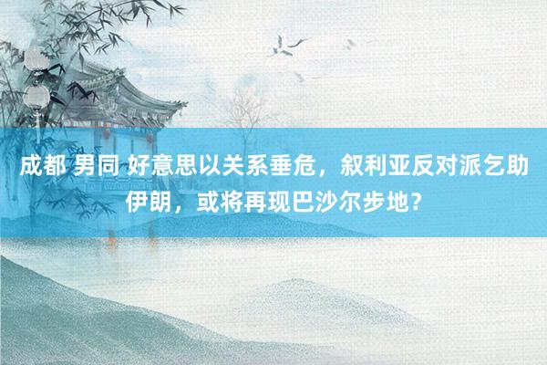 成都 男同 好意思以关系垂危，叙利亚反对派乞助伊朗，或将再现巴沙尔步地？