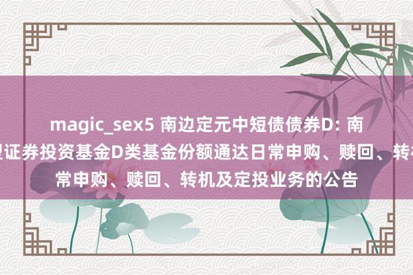 magic_sex5 南边定元中短债债券D: 南边定元中短债债券型证券投资基金D类基金份额通达日常申购、赎回、转机及定投业务的公告