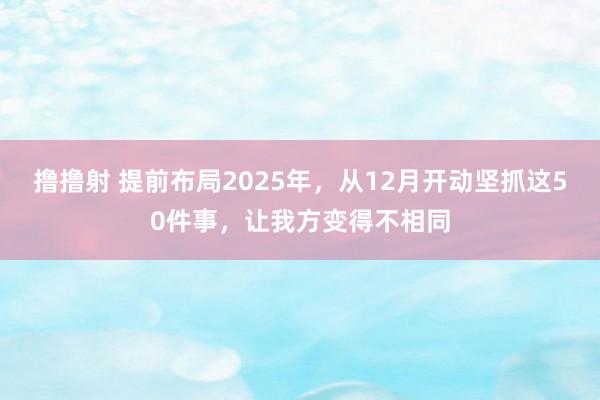 撸撸射 提前布局2025年，从12月开动坚抓这50件事，让我方变得不相同