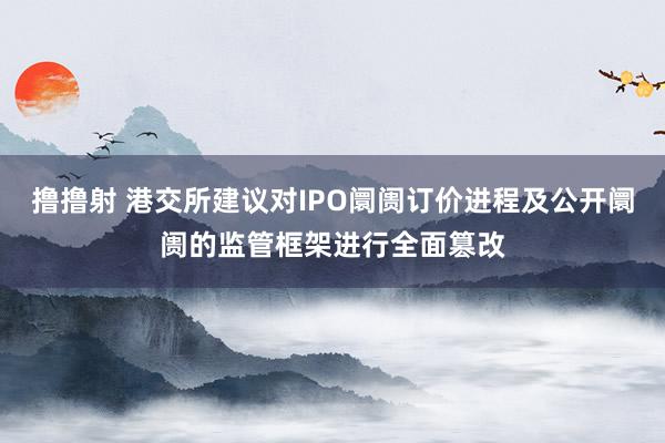 撸撸射 港交所建议对IPO阛阓订价进程及公开阛阓的监管框架进行全面篡改