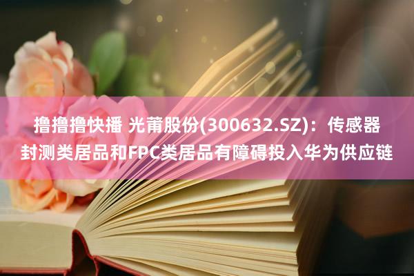 撸撸撸快播 光莆股份(300632.SZ)：传感器封测类居品和FPC类居品有障碍投入华为供应链