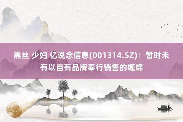 黑丝 少妇 亿说念信息(001314.SZ)：暂时未有以自有品牌奉行销售的缠绵