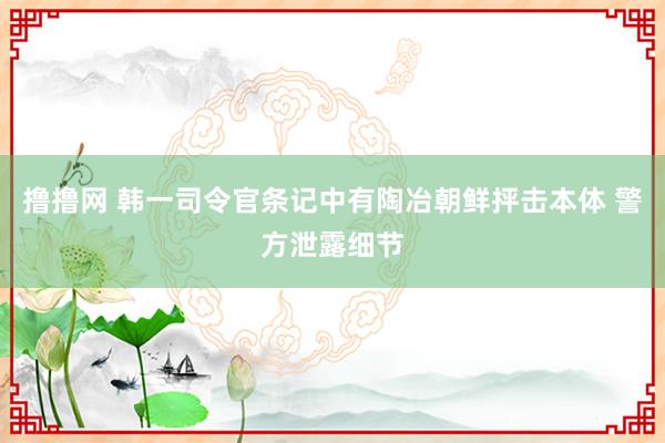 撸撸网 韩一司令官条记中有陶冶朝鲜抨击本体 警方泄露细节