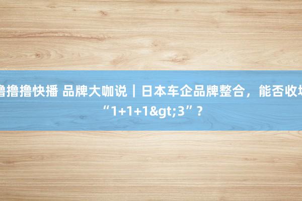 撸撸撸快播 品牌大咖说｜日本车企品牌整合，能否收场“1+1+1>3”？