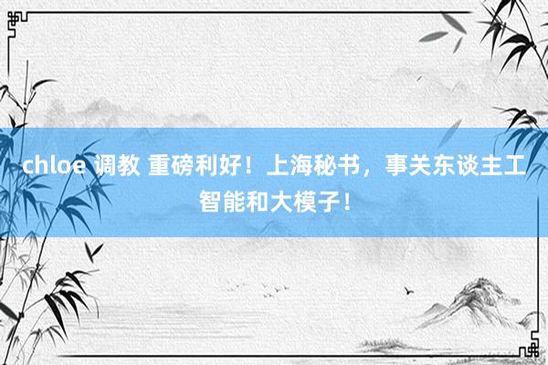 chloe 调教 重磅利好！上海秘书，事关东谈主工智能和大模子！
