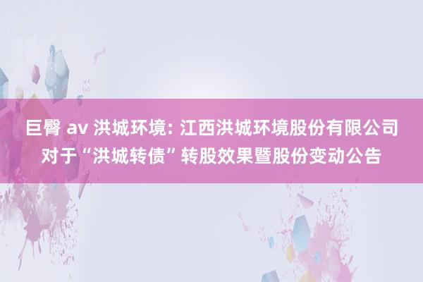 巨臀 av 洪城环境: 江西洪城环境股份有限公司对于“洪城转债”转股效果暨股份变动公告