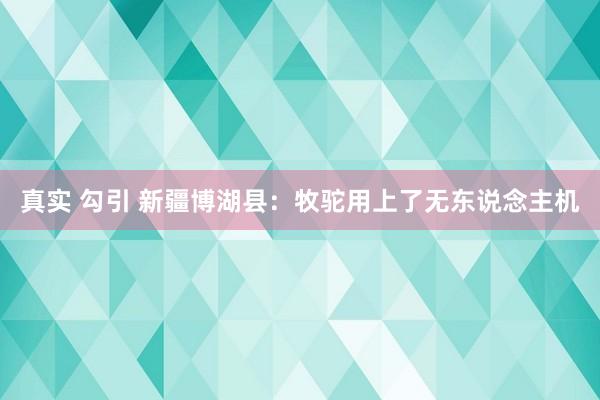 真实 勾引 新疆博湖县：牧驼用上了无东说念主机