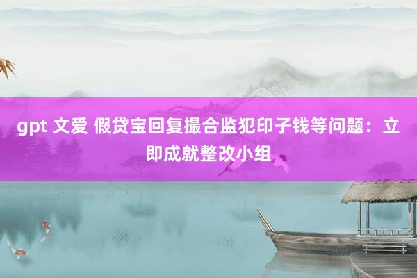 gpt 文爱 假贷宝回复撮合监犯印子钱等问题：立即成就整改小组