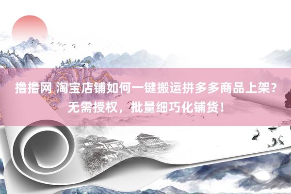 撸撸网 淘宝店铺如何一键搬运拼多多商品上架？无需授权，批量细巧化铺货！