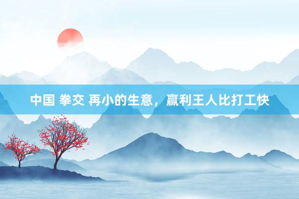 中国 拳交 再小的生意，赢利王人比打工快