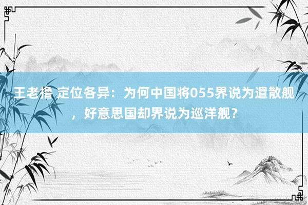 王老撸 定位各异：为何中国将055界说为遣散舰，好意思国却界说为巡洋舰？