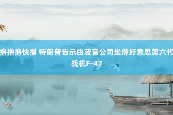 撸撸撸快播 特朗普告示由波音公司坐蓐好意思第六代战机F-47