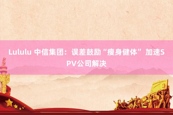 Lululu 中信集团：误差鼓励“瘦身健体” 加速SPV公司解决