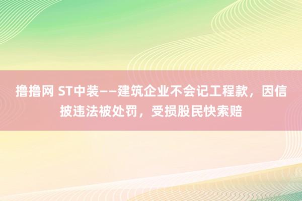 撸撸网 ST中装——建筑企业不会记工程款，因信披违法被处罚，受损股民快索赔