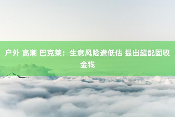 户外 高潮 巴克莱：生意风险遭低估 提出超配固收金钱