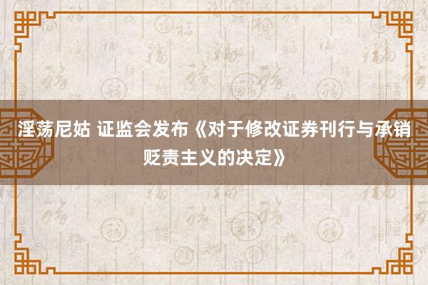淫荡尼姑 证监会发布《对于修改证券刊行与承销贬责主义的决定》