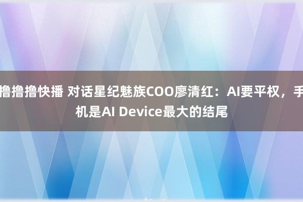 撸撸撸快播 对话星纪魅族COO廖清红：AI要平权，手机是AI Device最大的结尾
