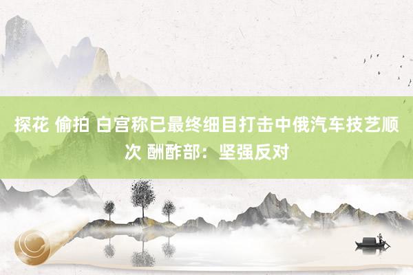 探花 偷拍 白宫称已最终细目打击中俄汽车技艺顺次 酬酢部：坚强反对