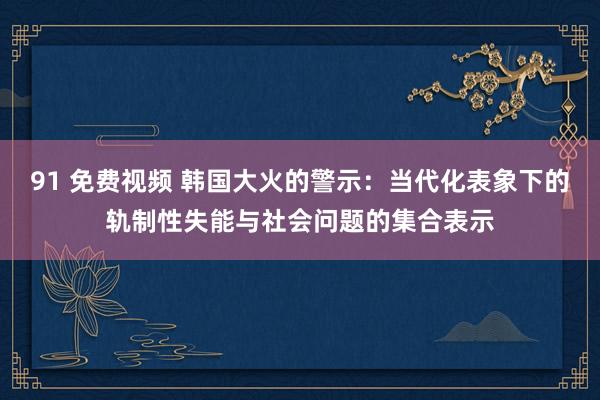 91 免费视频 韩国大火的警示：当代化表象下的轨制性失能与社会问题的集合表示
