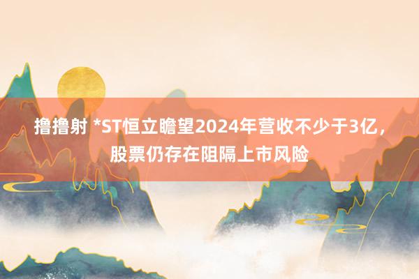 撸撸射 *ST恒立瞻望2024年营收不少于3亿，股票仍存在阻隔上市风险