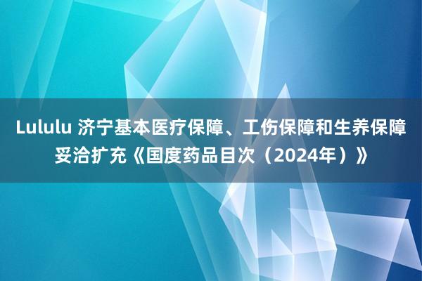 Lululu 济宁基本医疗保障、工伤保障和生养保障妥洽扩充《国度药品目次（2024年）》