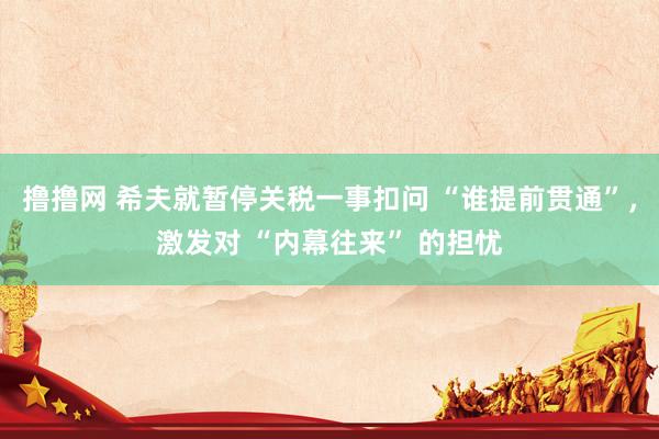 撸撸网 希夫就暂停关税一事扣问 “谁提前贯通”，激发对 “内幕往来” 的担忧