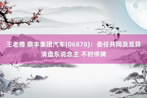 王老撸 鼎丰集团汽车(06878)：委任共同及互异清盘东说念主 不时停牌