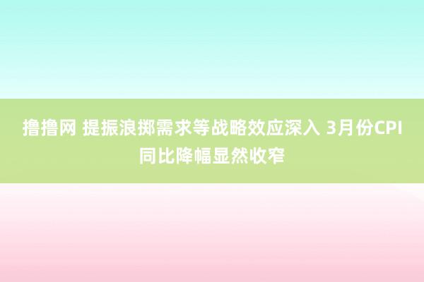 撸撸网 提振浪掷需求等战略效应深入 3月份CPI同比降幅显然收窄