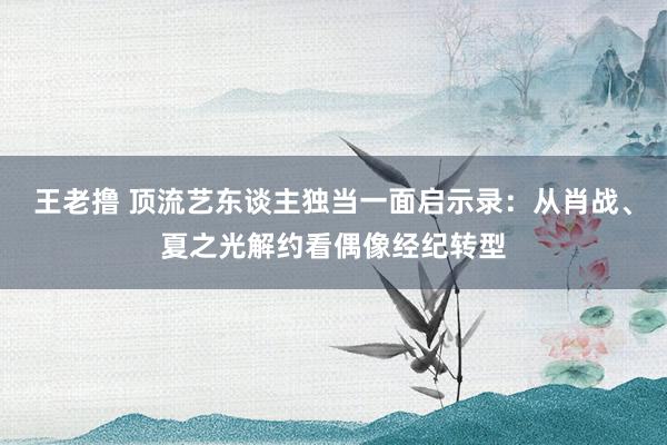 王老撸 顶流艺东谈主独当一面启示录：从肖战、夏之光解约看偶像经纪转型