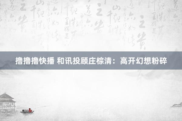 撸撸撸快播 和讯投顾庄棕清：高开幻想粉碎