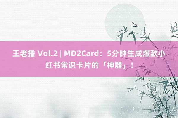 王老撸 Vol.2 | MD2Card：5分钟生成爆款小红书常识卡片的「神器」！