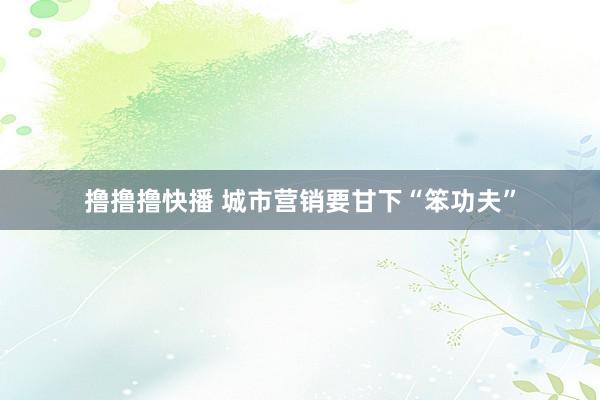 撸撸撸快播 城市营销要甘下“笨功夫”