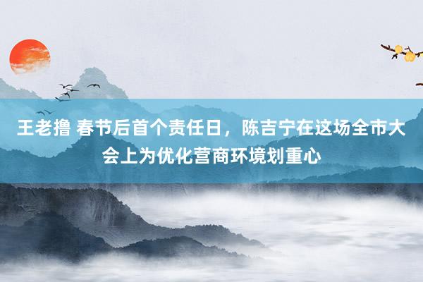 王老撸 春节后首个责任日，陈吉宁在这场全市大会上为优化营商环境划重心
