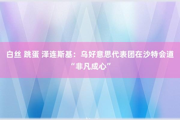 白丝 跳蛋 泽连斯基：乌好意思代表团在沙特会道“非凡成心”